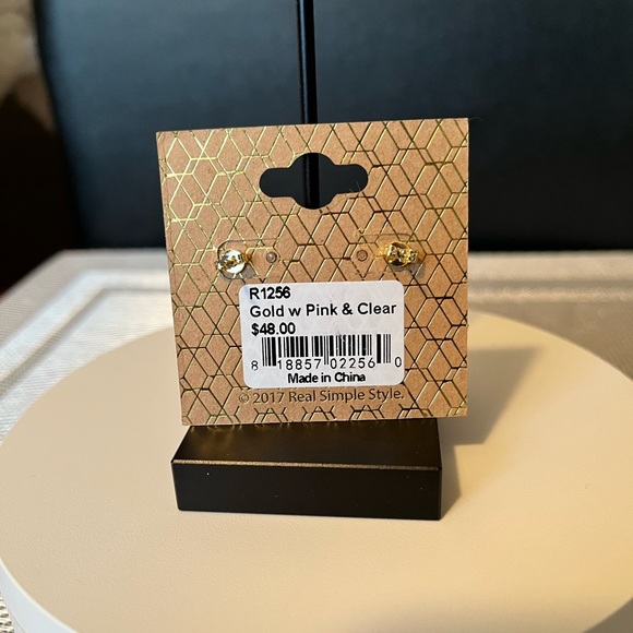 REAL SIMPLE STYLE NWT YELLOW GOLD-PLATES OVER STERLING SILVER & PINK EAR… - Picture 10 of 10